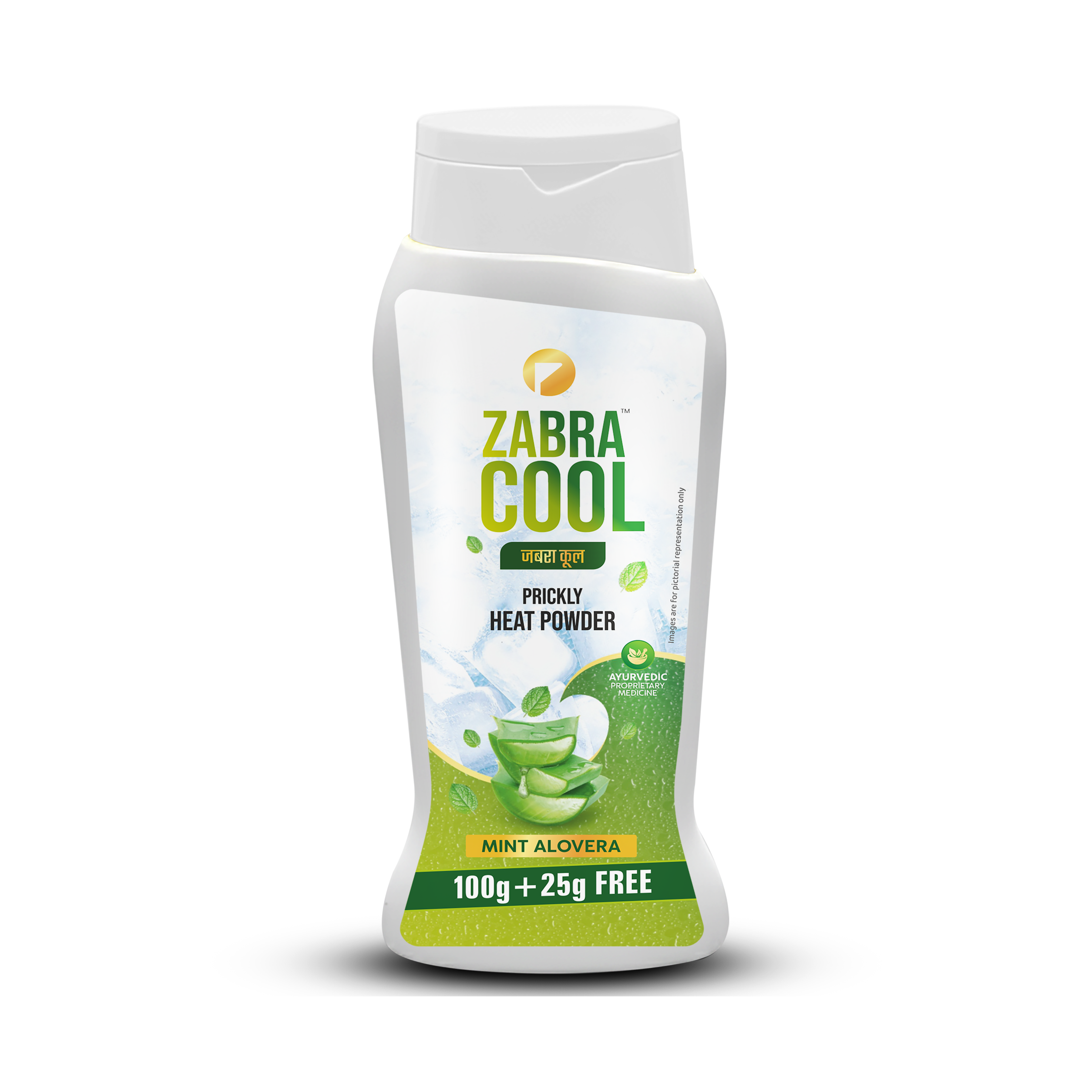 Zebra Cool_Mint Alovera_Front Pushkaraj Zabra Cool Powder (Mint Alovera) - Image 1